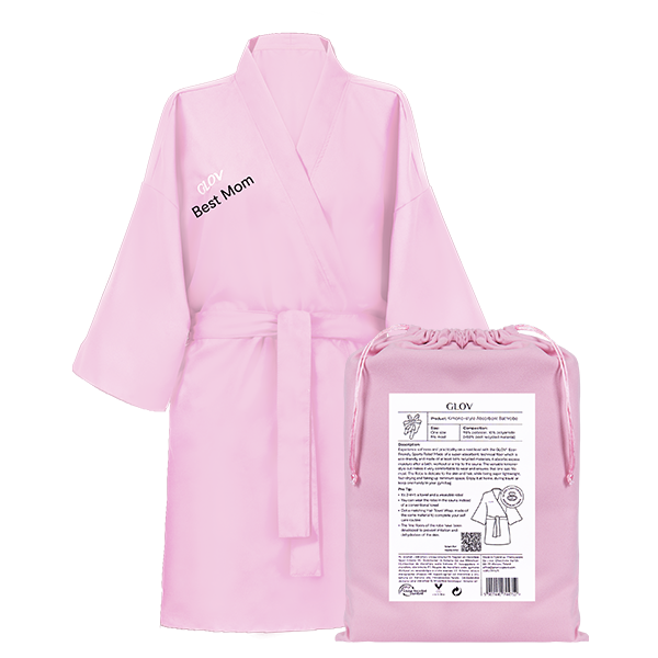 Kimono-style absorbent bathrobe for mom