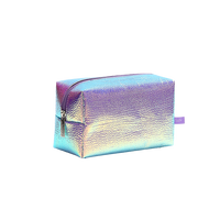 Effective holographic cosmetic bag for storing cosmetics and accessories.