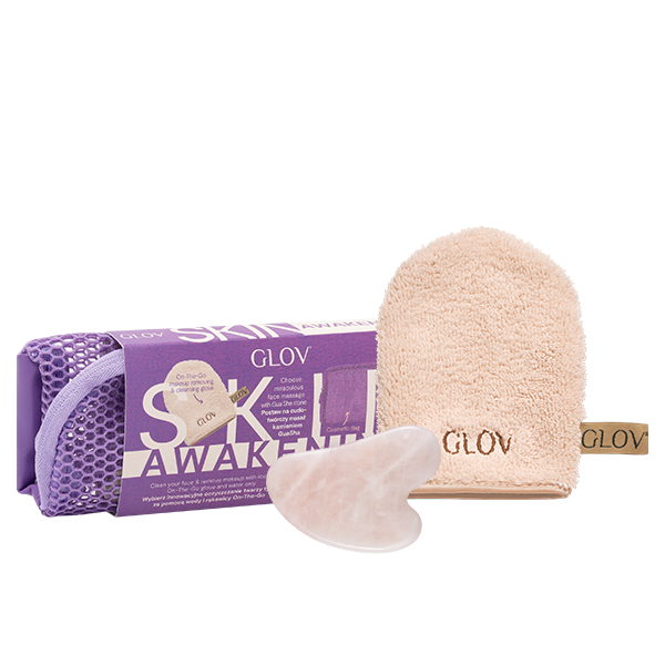 GLLOV® Skin Awakening Set - Ensemble de sculpture de peau avec un quartz gua sha massage de massage et le nettoyage breveté pour la peau sur le pouce